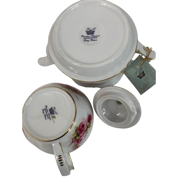 Porcelain Treasures Hand Paint Tea For One Set By Betty Platner Rose 8817 - Picture 5 of 8